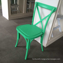 Green Plastic Resin PP Stackable Cross Back Chair